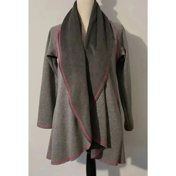 WOMEN'S DREW UMA COTTON BLEND FLEECE JACKET CARDIGAN GREY PINK ACCENTS SZ XS NEW - Picture 1 of 6